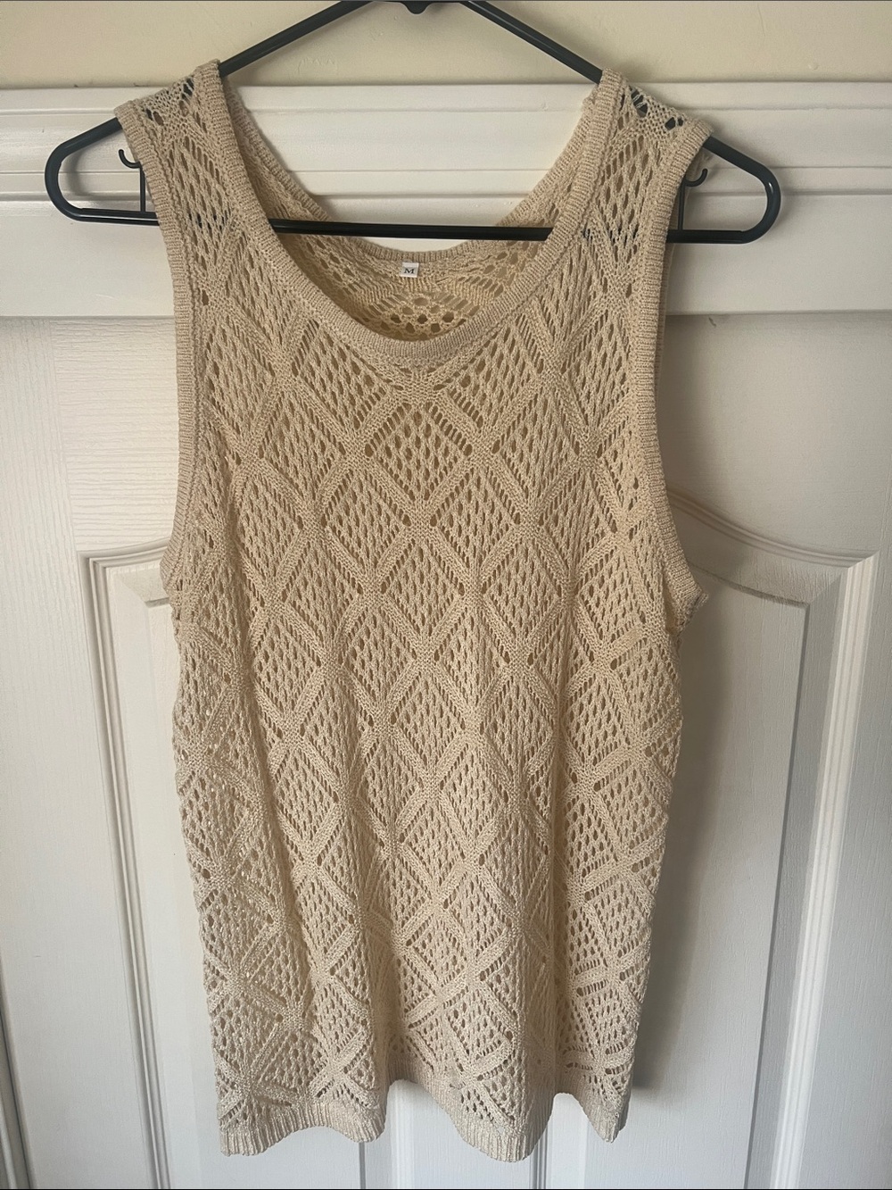 Open-Knit Cream Tank Top - Lightweight Summer Knit